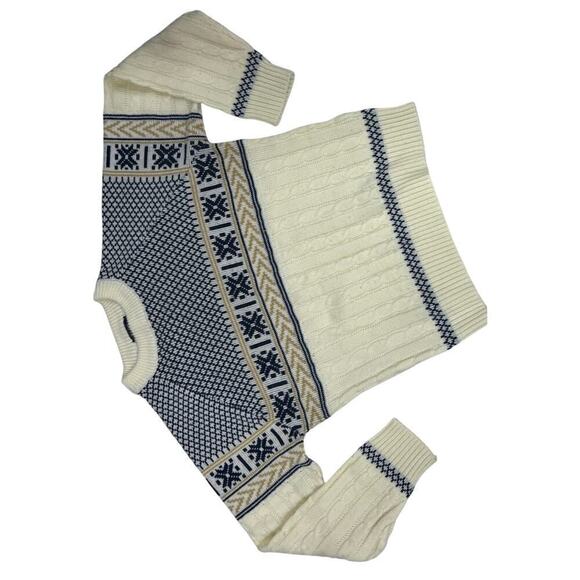 60s JC Penny Classic Styling Sweater The Mens Shop Cream/Blue/Tan Men L Acrylic - Picture 2 of 10